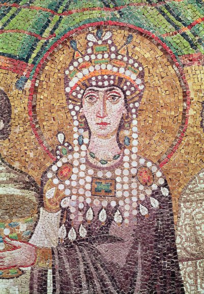 Kaiserin Theodora mit ihrem Hofstaat, Detail von Theodora, ca. 547 n. Chr. von Byzantine School